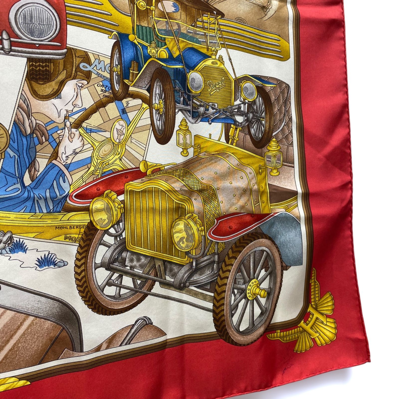 エルメス カレ90 Automobile シルクスカーフ オートモビール 自動車 赤