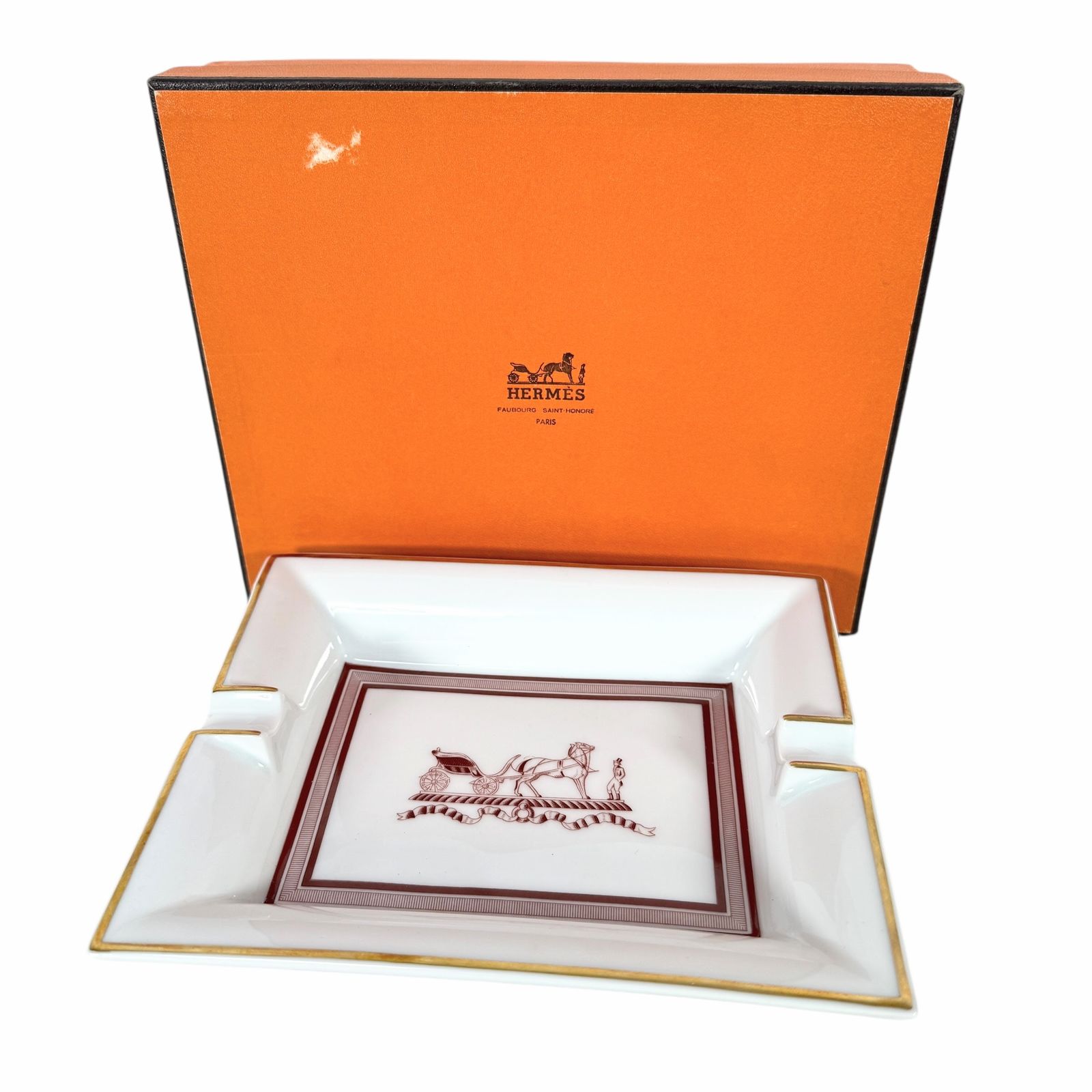 □エルメス□灰皿□アッシュトレイ□磁器□レッド系□0072 - メルカリ