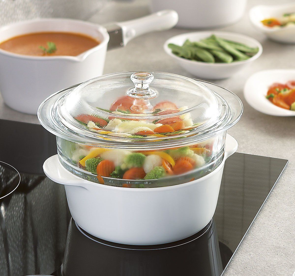 Luminarc VITRO フラム ブルーミング 蒸し器セイロ1段 IH