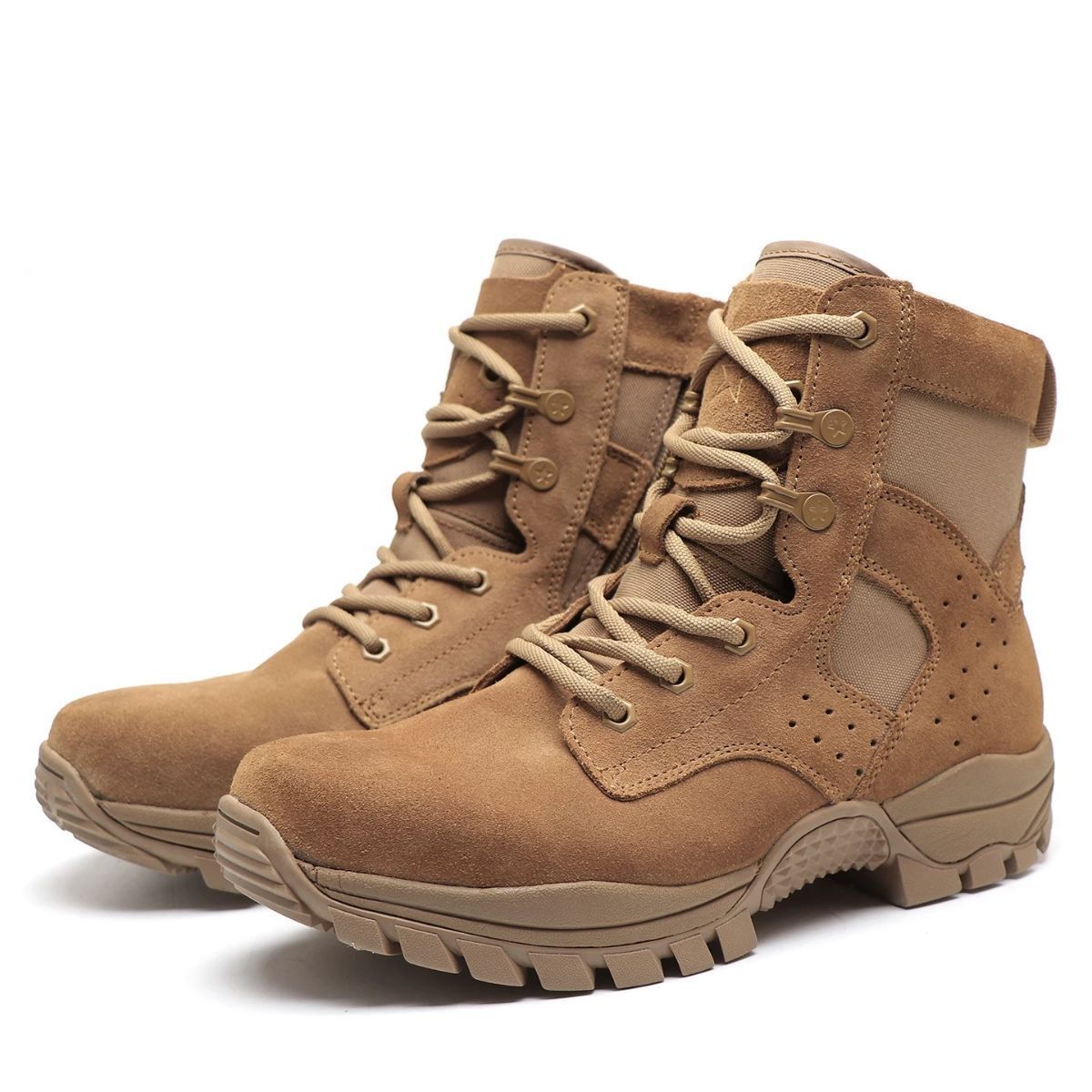 h ブラウン アウトドア トレーニングブーツ 秋冬 本革 反毛皮 耐摩耗 通気性 防滑 登山 越野ランニング ミリタリー風 メンズ