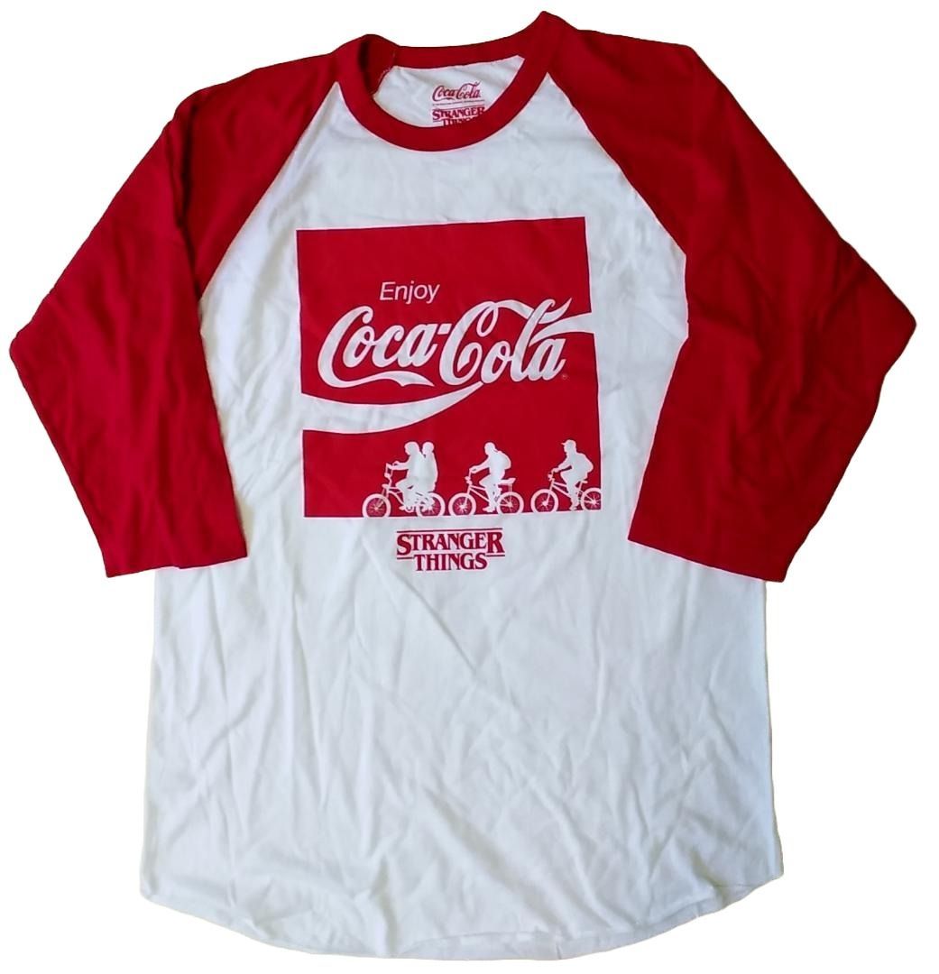 ストレンジャーシングス × コカコーラ 七分袖Ｔシャツ Ｍサイズ 白×赤