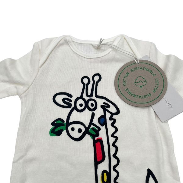 ステラマッカートニーキッズ STELLA McCARTNEY KIDS ロンパース マルチ キリン柄 スタイ セット 白 コットン ベビー S 5 X 504