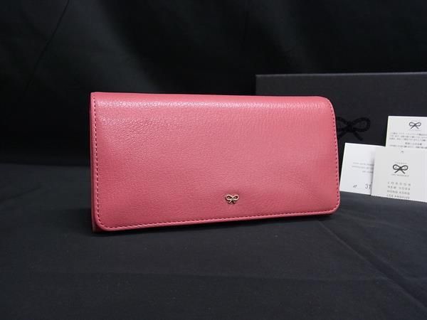 ■新品■未使用■ ANYA HINDMARCH アニヤハインドマーチ レザー 二つ折り 長財布 ウォレット 小銭入れ 札入れ ピンク系 BQ1325 □新品□未使用□ ANYA ベスト HINDMARCH アニヤハインドマーチ レザー