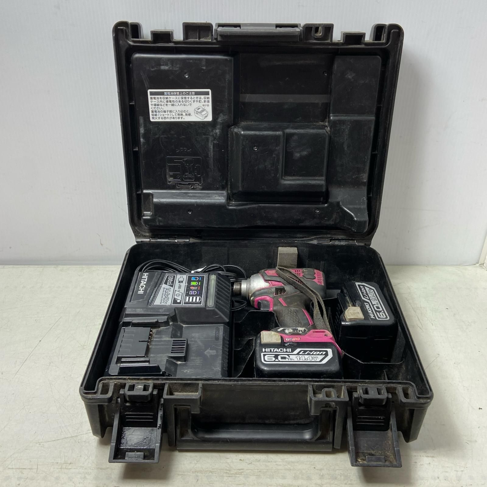 ΦΦHITACHI 日立 HITACHI 電動工具 インパクトドライバ コードレス式 14.4 v ショッキングピンク