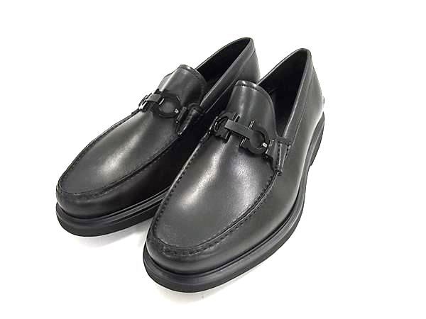 Salvatore Ferragamo フェラガモ ダブルガンチーニ レザー ローファー 8 約26 cm 靴 シューズ ブラック系 FN 7645