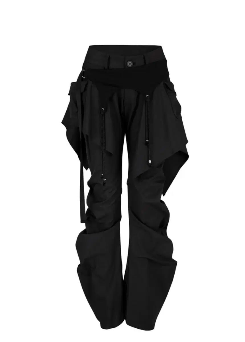 カシコ レイヤード ストラップ パンツ ブラック m