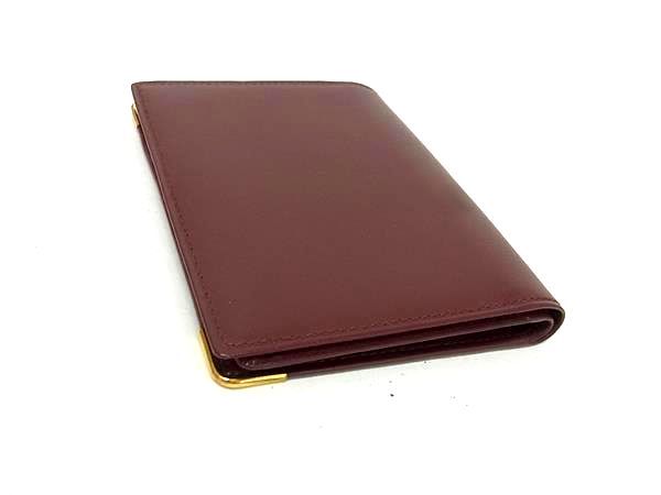 Cartier カルティエ マストライン レザー 二つ折り 財布 ウォレット 札入れ カード入れ ボルドー系 FV 3741