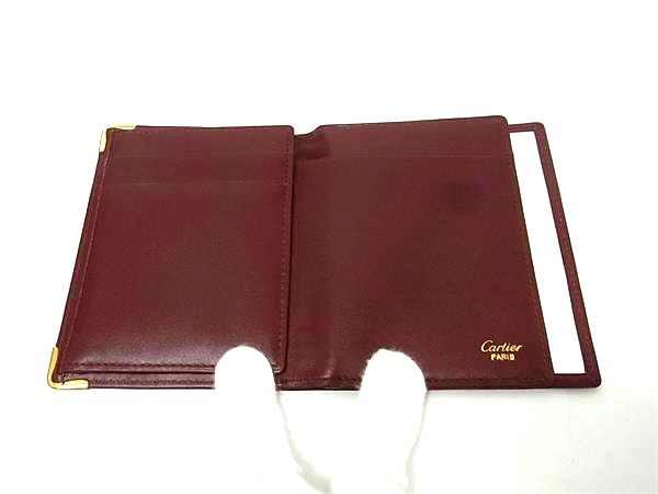  Cartier カルティエ マストライン レザー 二つ折り 財布 ウォレット 札入れ カード入れ ボルドー系 FV 3741 その他 折り財布