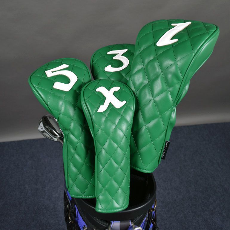 ゴルフクラブをしっかり守ってくれるヘッドカバー4 Pセット|グリーン CG-AB 51104 ゴルフ用品 ウッド ユーティリティ 1 W FW UT 収納用品 スポーツ用品 メンズ レディース ユニセックス キルティング ボア素材 ゴルフグッズ ゴルフ小物