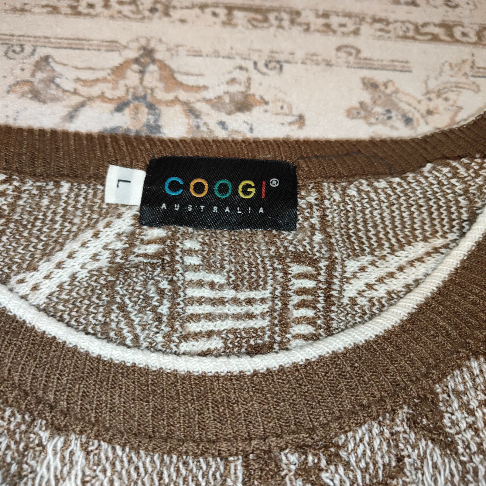 グージー COOGI ロングワンピース ニット Lサイズ ブラウン系 ワンピース ロング丈 長袖 レディース 古着