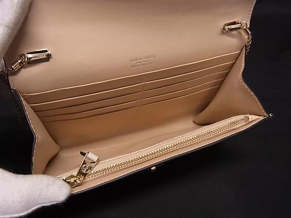  GIORGIO ARMANI ジョルジオアルマーニ レザー クロスボディ ショルダーバッグ 斜め掛け ベージュ系×ゴールド系 FU 6809 その他 トップス