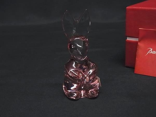 Baccarat バカラ クリスタルガラス ウサギ フィギュリン オブジェ 置物 インテリア クリアピンク系 BT 0180