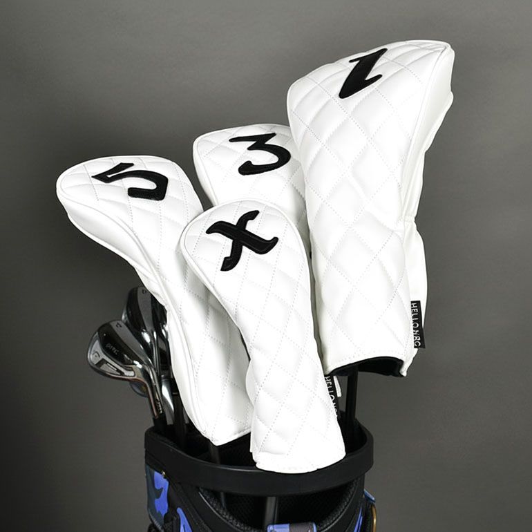 ゴルフクラブをしっかり守ってくれるヘッドカバー4 Pセット ホワイト CG AB 51104 ゴルフ用品 ウッド ユーティリティ 1 W FW UT 収納用品 スポーツ用品 メンズ レディース ユニセックス キルティング ボア素材 ゴルフグッズ ゴルフ小物