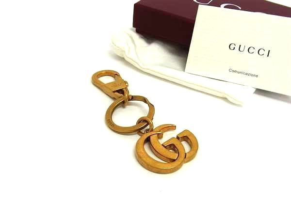 GUCCI グッチ GGマーモント キーホルダー キーリング チャーム レディース メンズ ゴールド系 FU 6911