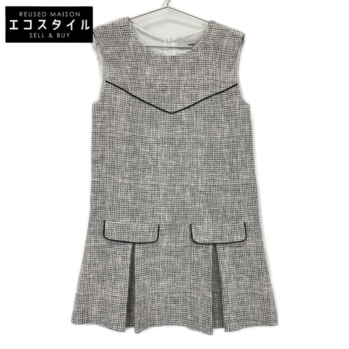 sheller シェリエ ﾎﾜｲﾄ SL172030606 ﾎﾞｯｸｽﾌﾟﾘｰﾂﾂｲｰﾄﾞﾐﾆﾄﾞﾚｽﾜﾝﾋﾟｰｽ F