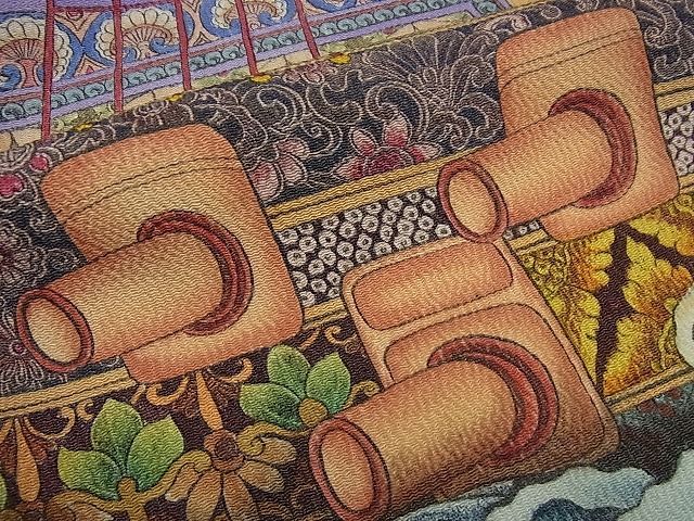 平和屋本店□極上 初代 染人・山岡古都 首里琉染 振袖 天神船宝尽し 鬼