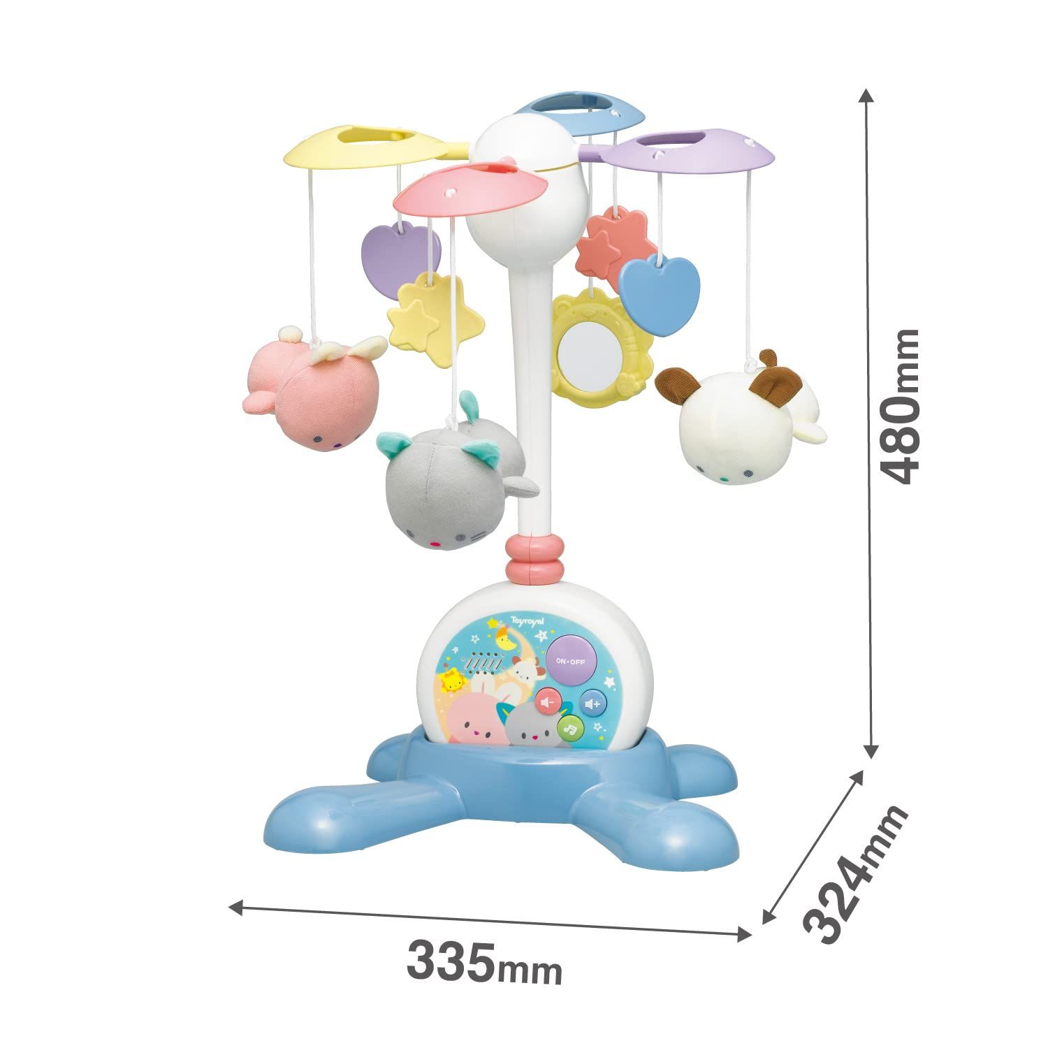 トイローヤル やすらぎふわふわメリー 自動オフタイマー付き 静音設計 ぬいぐるみ ラトル オルゴール 床置き ベビーベッドにも 手洗い可 赤ちゃん おもちゃ パステル
