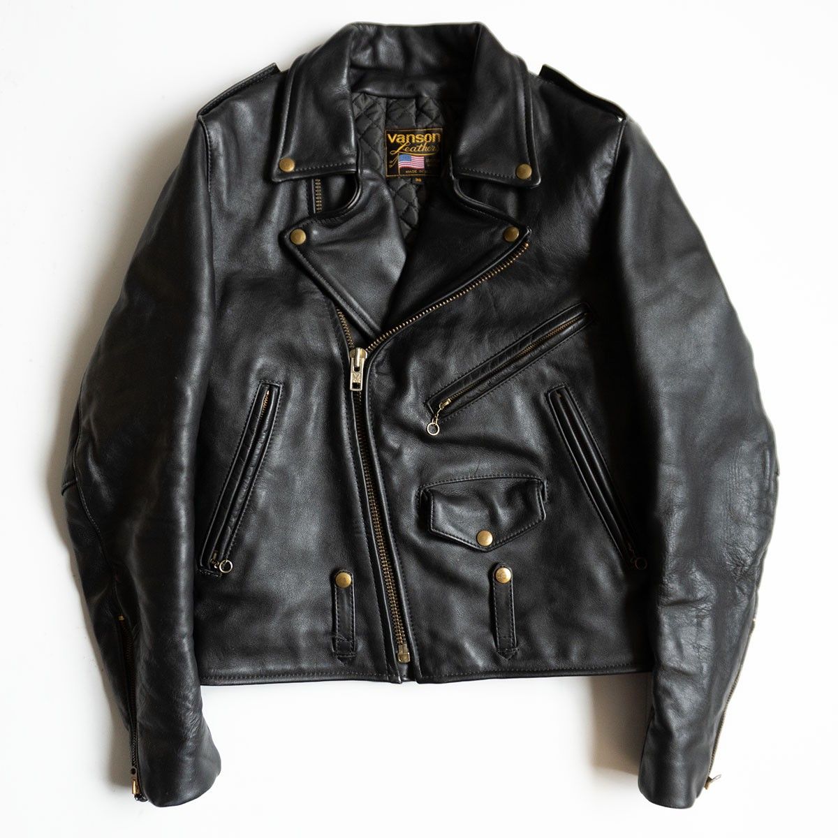 美品】 VANSON 【C2 ダブルライダース ジャケット】38 レザー USA製