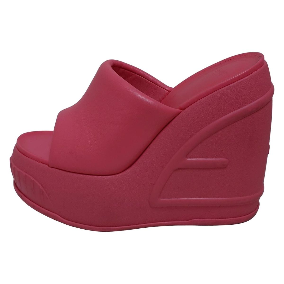 FENDI フェンディ ミュール 37 レディース ピンク ウェッジソール SS 23年 レザー