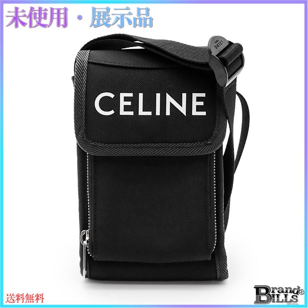 セリーヌ FLAP PHONE モバイルポーチ ショルダーバッグ ポシェットナイロン ブラック