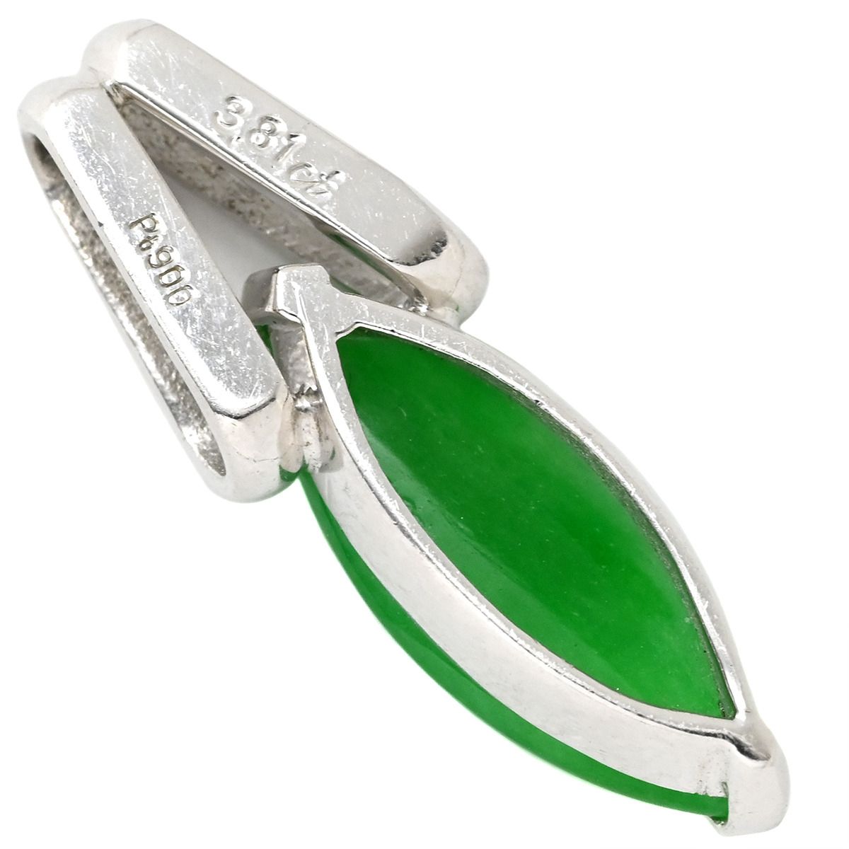 ペンダントトップ ヒスイ 3.8 ct プラチナシルバー 翡翠 ジェダイト 緑 グリーン ミックスカボションカット Pt 900 ネックレストップ チャーム