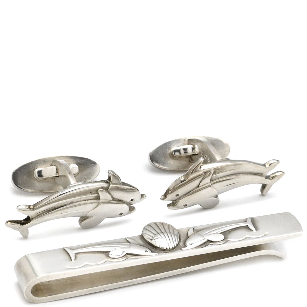 ジョージ ジェンセン Georg Jensen タイピン イルカモチーフ カフスセット シルバー925 シルバー AG 925 タイバー カフリンクス 73 129 箱