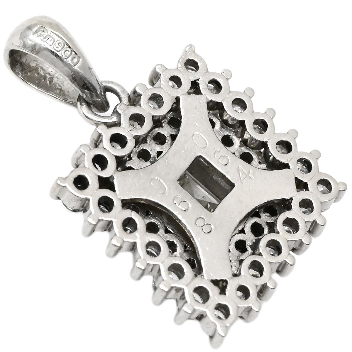 ペンダントトップ SI 2 ダイヤモンド 0.6 ct プラチナシルバー スクエアカット 四角 ネックレストップ ペンダントヘッド チャーム プラチナ900