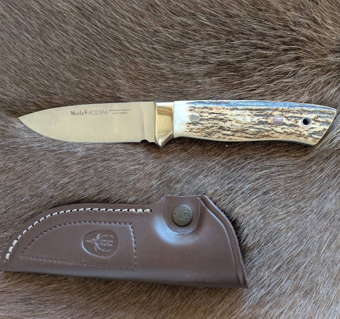 鹿角 ムエラ KODIAK-10 A コディアック 100 mm スタッグハンドル シースナイフ
