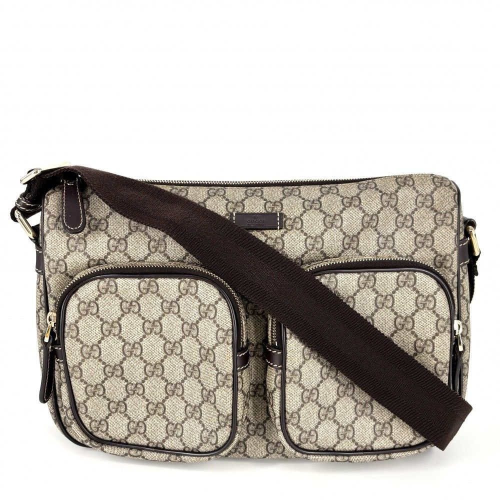 グッチ ショルダーバッグ メンズ 肩掛け 斜め掛け GUCCI 246881 GGスプリームキャンバス レザー ベージュ ブラウン 茶 ゴールド金具 品