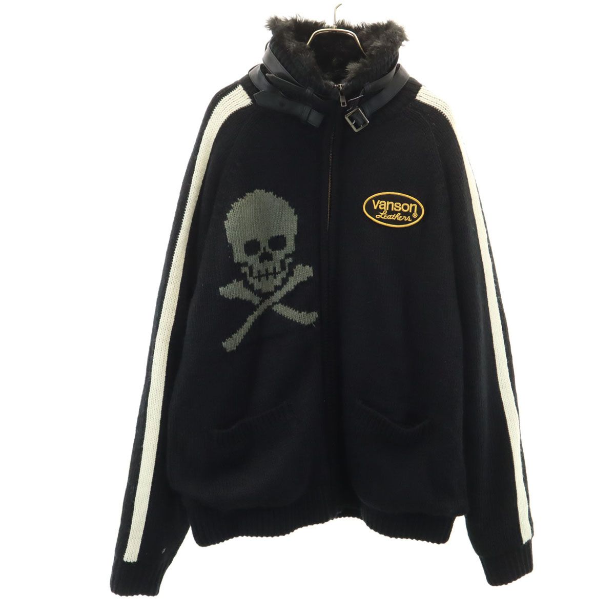 VANSON Cottons バンソンコットンズ バックスカル ニットジャケット XL