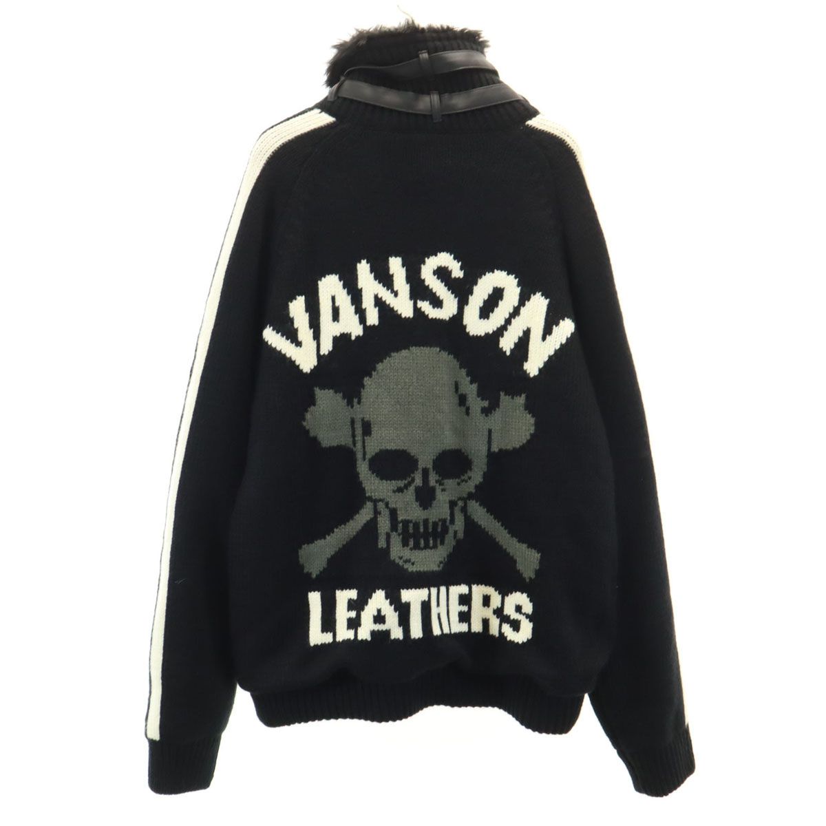VANSON Cottons バンソンコットンズ バックスカル ニットジャケット XL