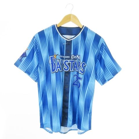 ハイクオリティー ユニフォーム 横浜DeNaベイスターズ 交流戦 HOME No 25 筒賀 嘉智 半袖シャツ ロゴ 野球 観戦 ファン M 青 ブルー AO 15 GY 11