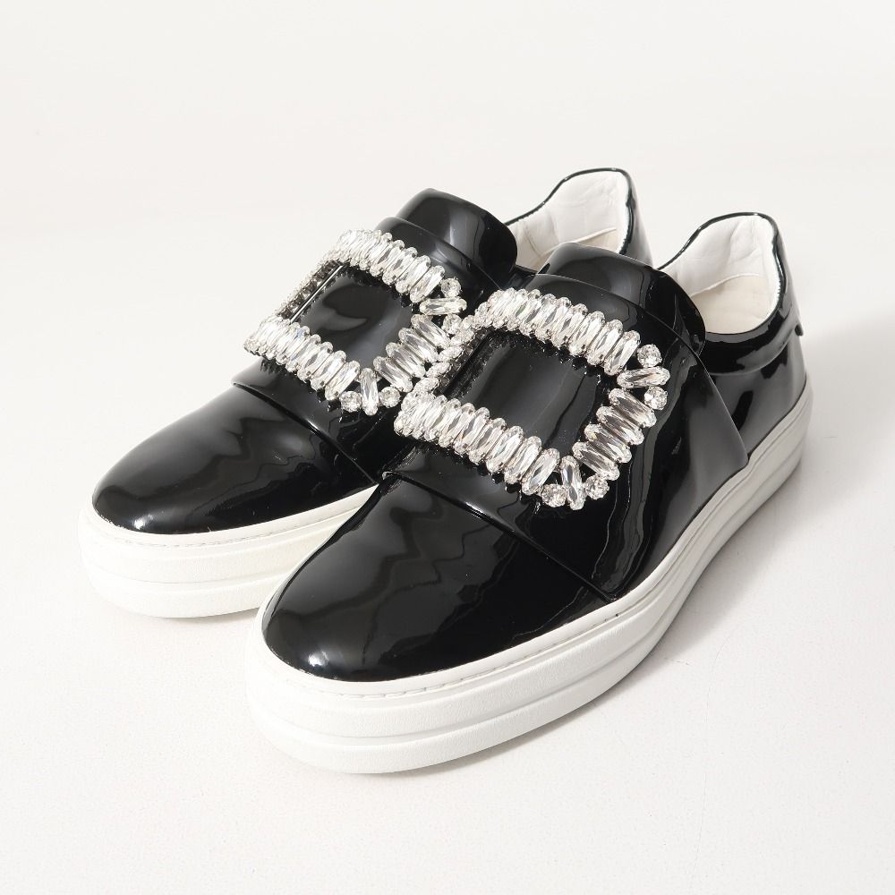 Roger Vivier ロジェヴィヴィエ スリッポン サイズ35 1 2 ビジュー エナメル ローカット レザー 靴 ブランド古着 RA 6414