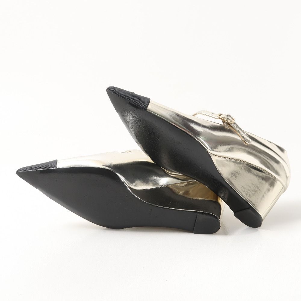 2022年製□CHANEL シャネル パンプス サイズ35C CC ココマーク 切替