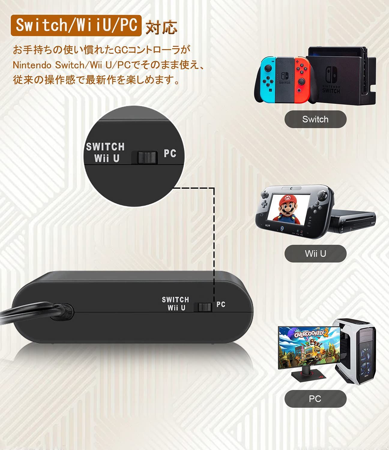 ゲームキューブ ニンテンドースイッチ 接続タップ 4ポート Switch 