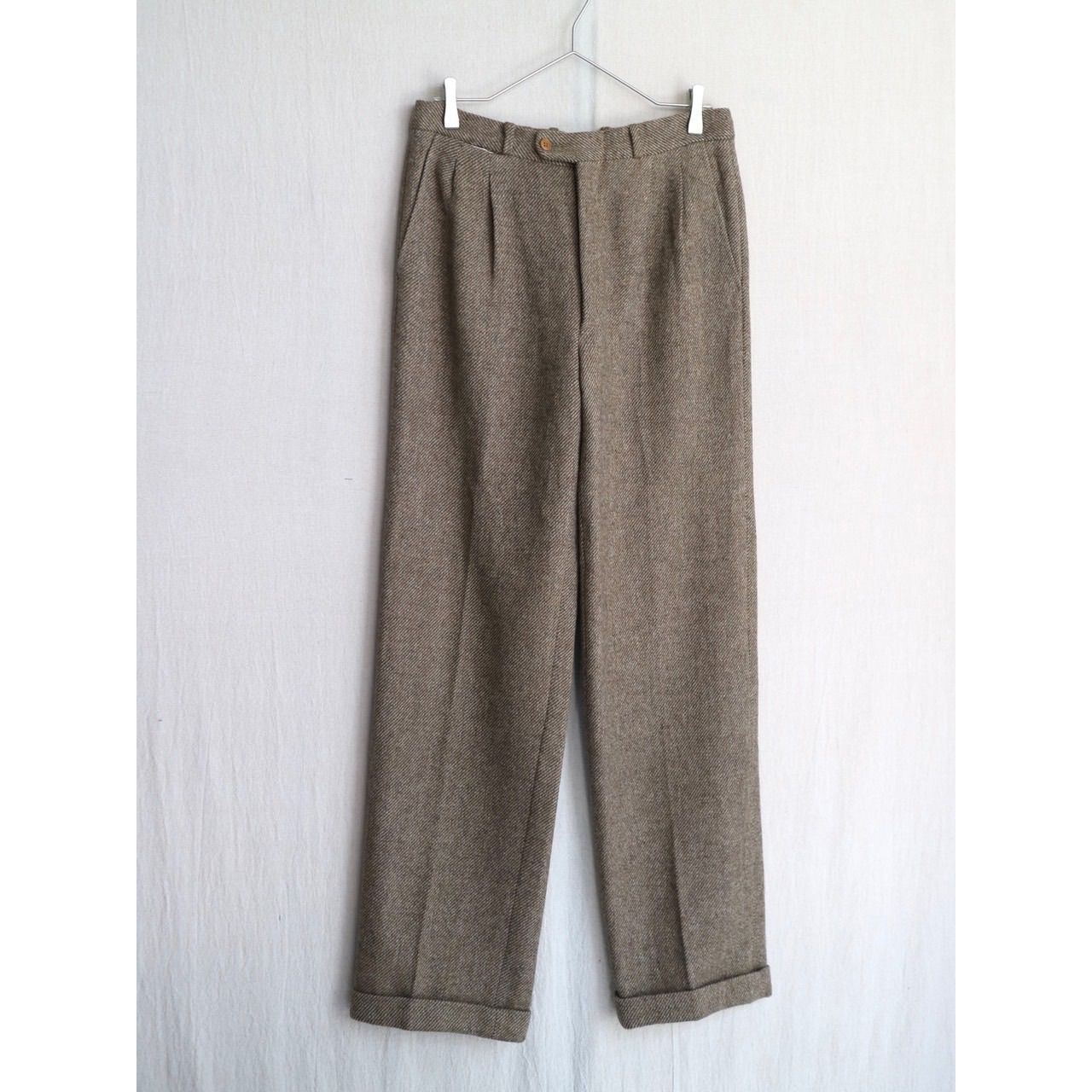 イタリア製 Vintage ウール スラックス / 48 ベージュ ブラウン
