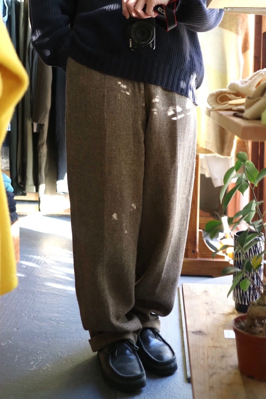 イタリア製 Vintage ウール スラックス / 48 ベージュ ブラウン