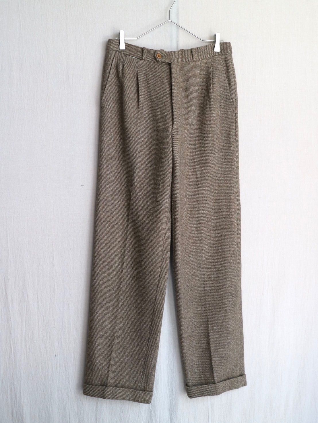 イタリア製 Vintage ウール スラックス / 48 ベージュ ブラウン