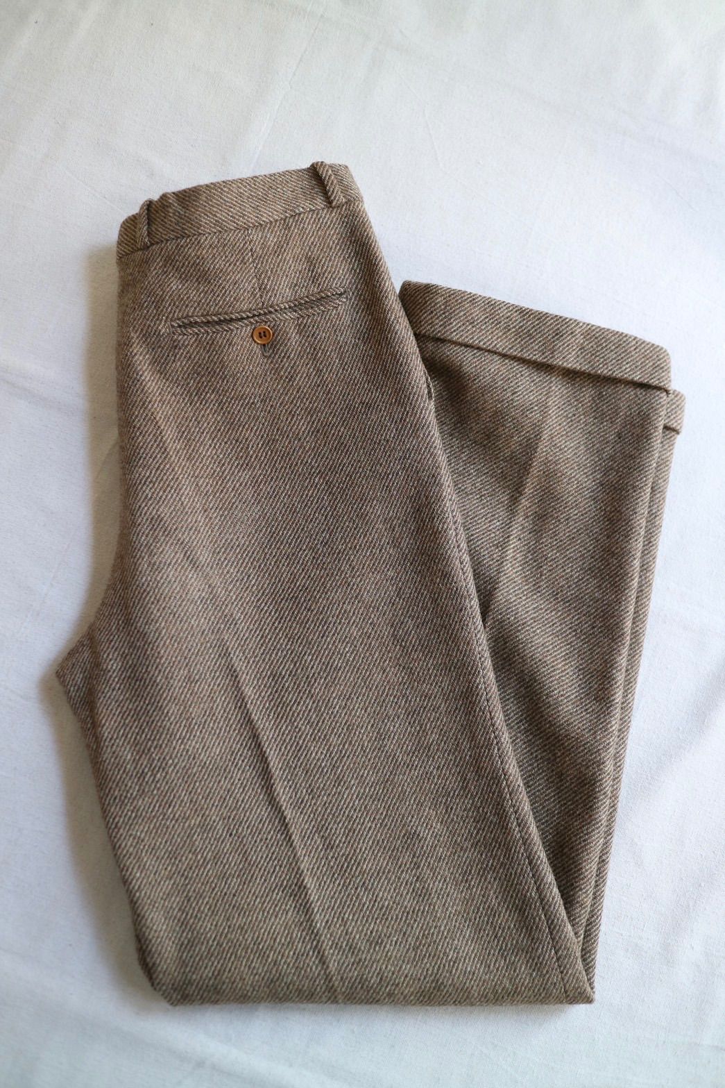 イタリア製 Vintage ウール スラックス / 48 ベージュ ブラウン