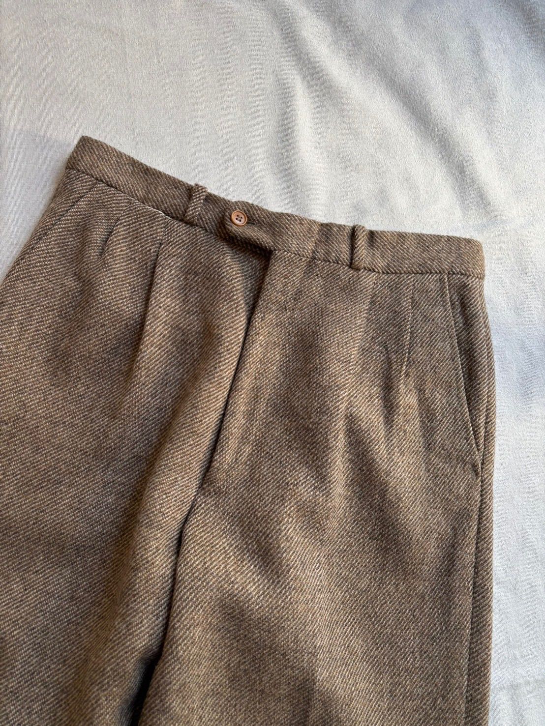 イタリア製 Vintage ウール スラックス / 48 ベージュ ブラウン