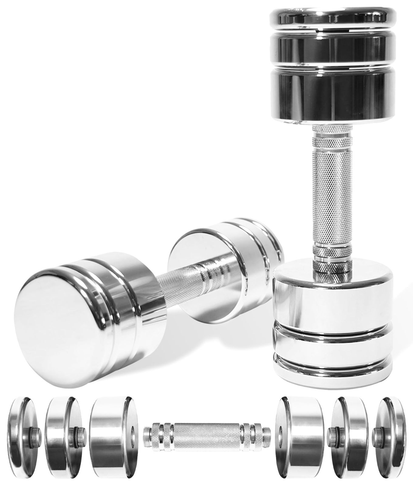 STEADY ダンベル 可変式 5 kg 7.5 10 15 25 kgクロームメッキ バーベルにもなる 簡単重量調整 筋トレ dumbbell set ST 131