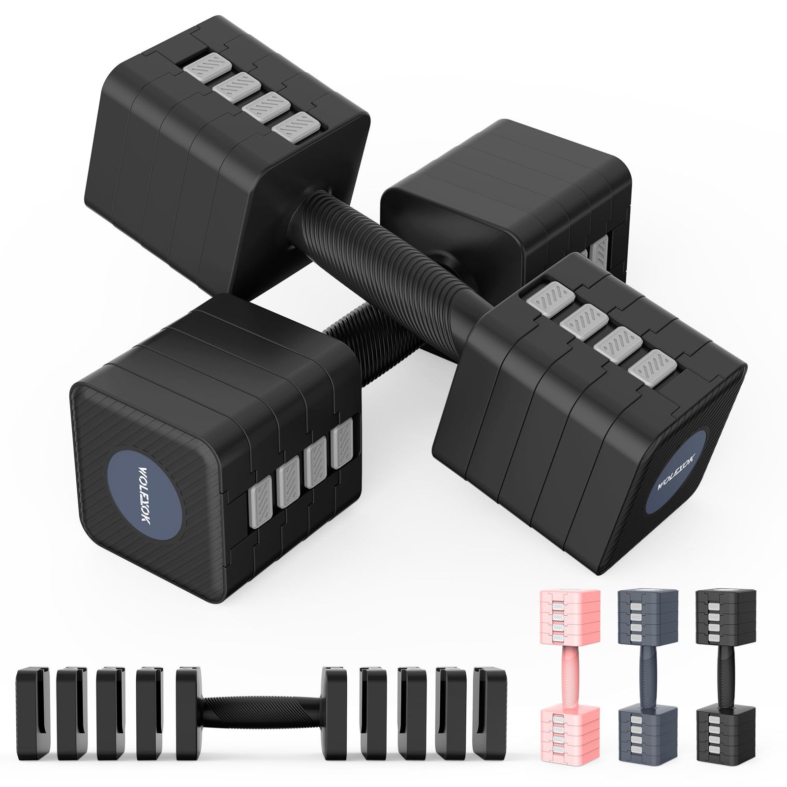 ダンベル 可変式 重さ調節 鋳鉄アレイ 1 kg～10 kg 可変式ダンベル 10 セット 5 筋トレグッズ だんべる Wolfyok fitness ダンベルセット トレーニング 健康器具 ホームジム 男女兼用