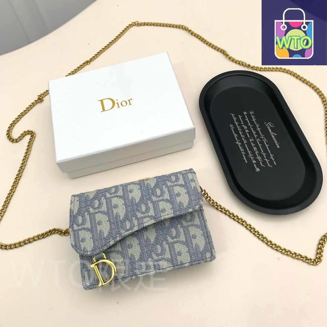 今日 Dior ディオール サドル シリーズ ウォレット オブリークプリントとDロゴの 金デザイン