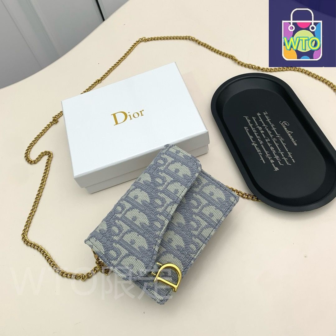 今日 Dior ディオール サドル シリーズ ウォレット オブリークプリントとDロゴの 金デザイン