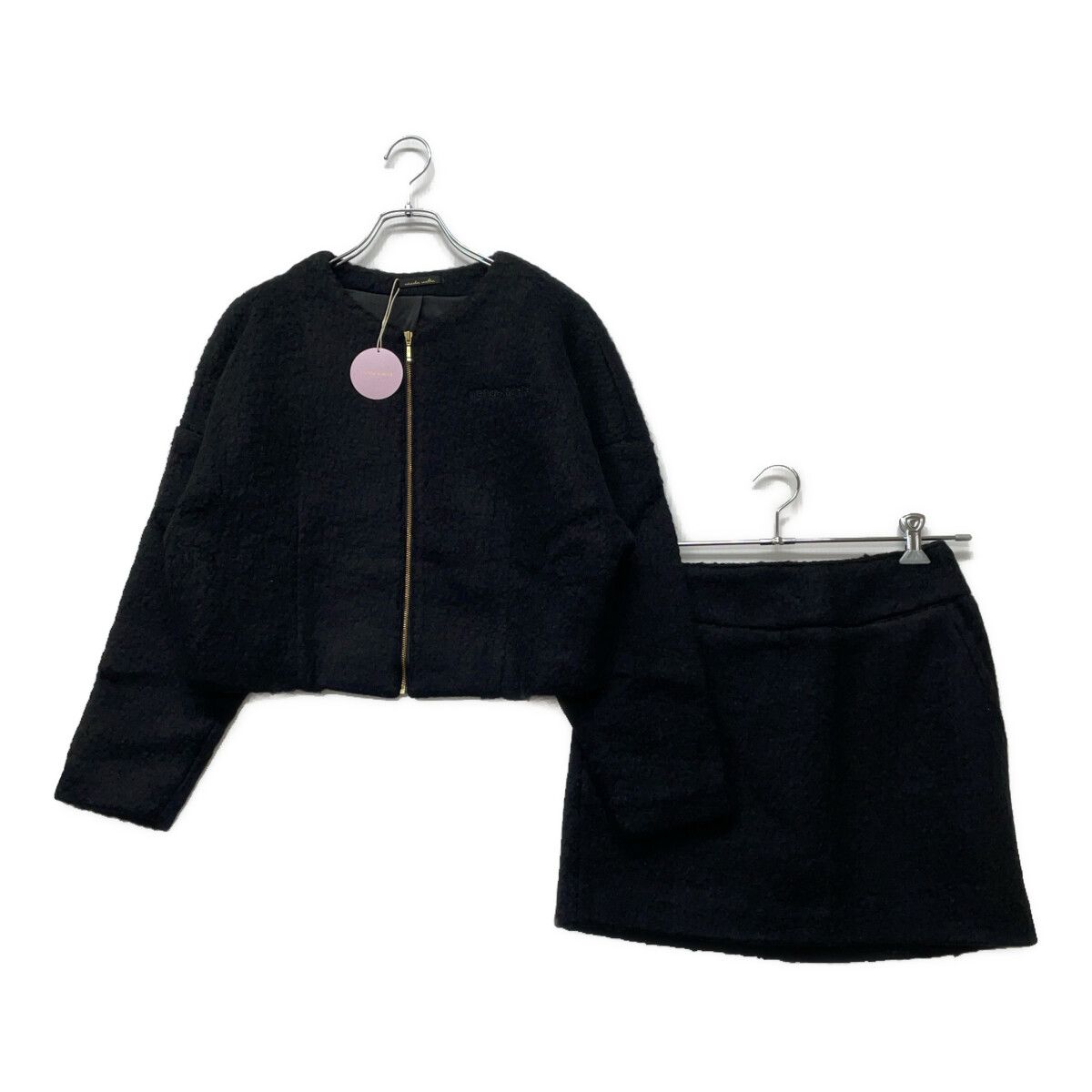 レディース リエンダ rienda セットアップ M 黒 ブラック ノー ジャケット×スカート