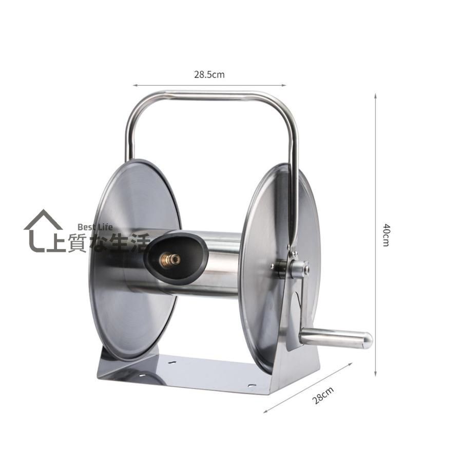  ホース収納リール ホースリール 40 m ステンレス鋼 水道ホースリール ホームガーデンロードで使用される ホース用 ポータブル フラワー リース インテリア 生活道具