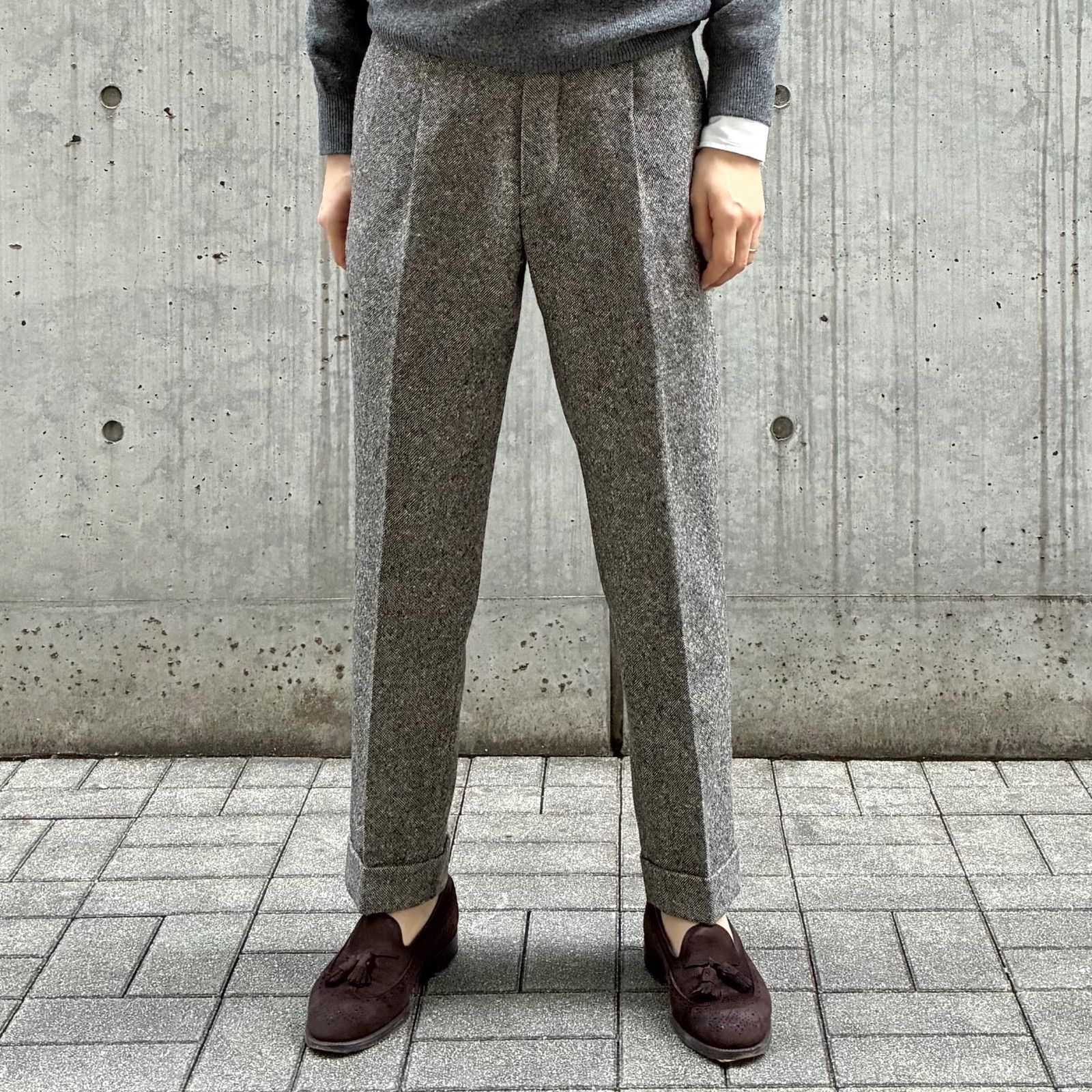 【G.T.A.】ホームスパンツイード　トラウザーズ スラックス GTA / JACOPO ウールナイロン ホームスパン 1プリーツ スラックス