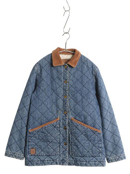 な ! 90 s ラルフローレン ジーンズ 中綿 キルティング デニム ジャケット レディース オールド ポロ ハーフ コート カバーオール ライナー付き