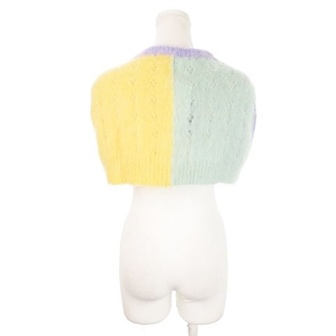 ディースクエアード 23 AW モヘヤミニケープ クロップドカーディガン マント ニット 透かし編み 配色 ロゴプレート 小さいサイズ XXS マルチ AH 1 GY 30