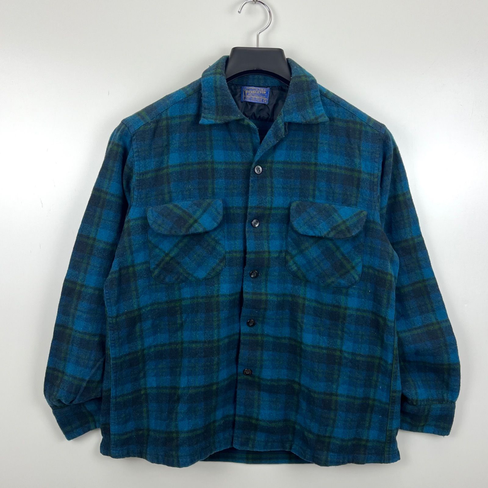 50 s ombre board shirts M ペンドルトン ヴィンテージ ボードシャツ ウール 緑青紺 50年代 襟元ボタン違い